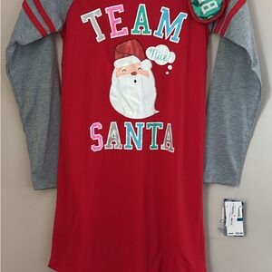 Team Santa Kids Pajamas Nightgown - Red and Gray